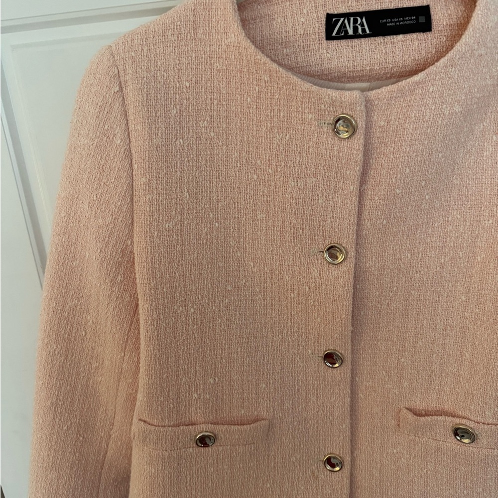 Zara Women's Blush Tweed Blazer